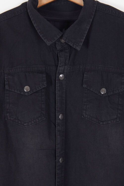 Siyah Logolu Tişörtlü Jean Gömlekli Erkek Çocuk 2li Takım 17654