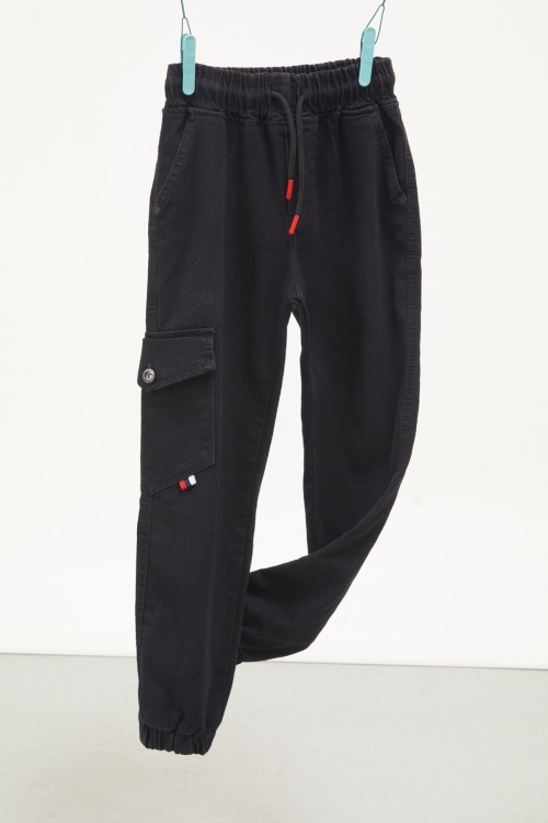 Siyah Şerit Kargo Cepli Erkek Çocuk Jean Pantolon 17762