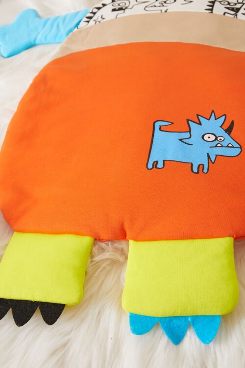 Turuncu Dinozor Desenli Kabartmalı Erkek Bebek Alt Açma 17481