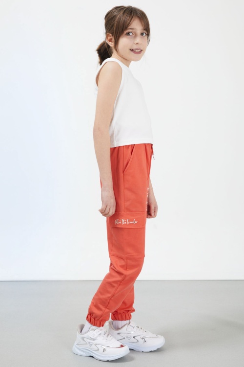 Turuncu Dream Yazı Baskılı Kargo Cepli Kız Eşofman Altı 17695