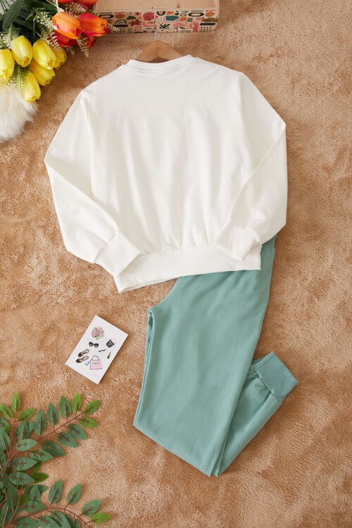 Yeşil Ayıcıklı Karakter Baskılı Kız Çocuk Eşofman Takımı 17419