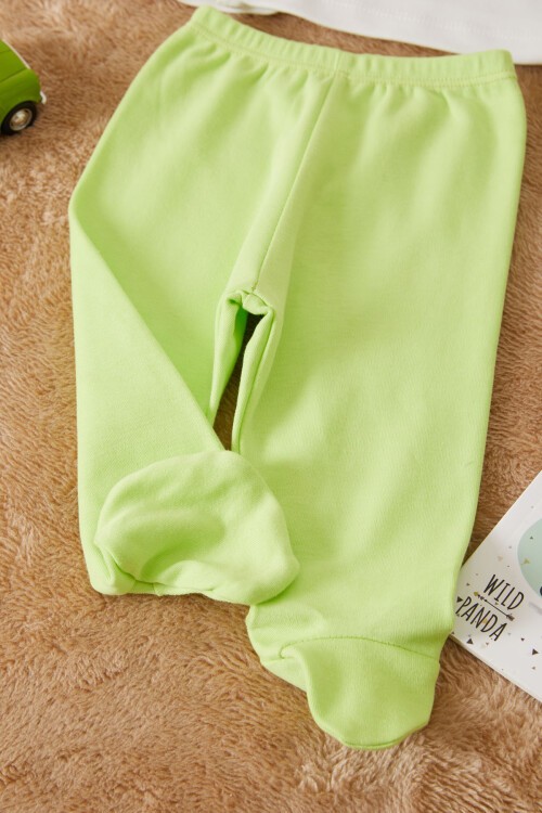 Yeşil Fil Baskılı Patikli Erkek Bebek 5li Zıbın Takımı 17507