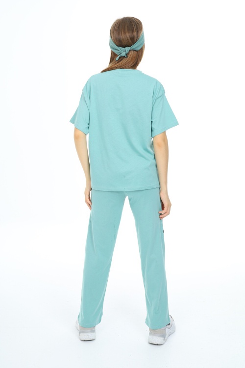 Yeşil Kalp Desenli Kız Çocuk Takım 17984