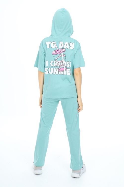 Yeşil Karakter Baskılı Kız Çocuk Takım 17844