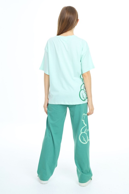 Yeşil Karakter Baskılı Kız Çocuk Takım 17868