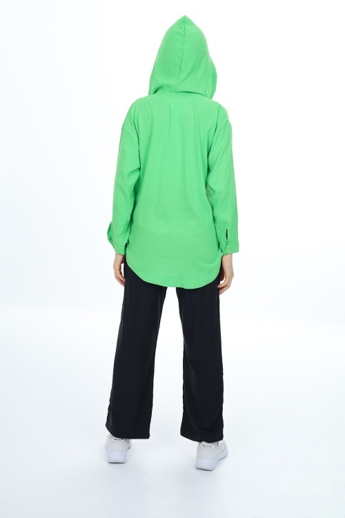 Yeşil Kız Çocuk Kapüşonlu Gömlekli Takım 17964