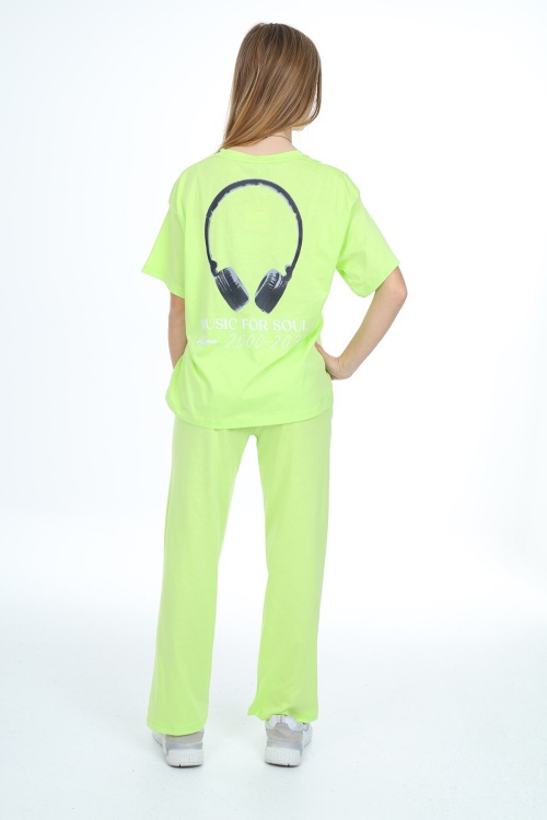 Yeşil Music Yazı Baskılı Kız Çocuk Takım 17897