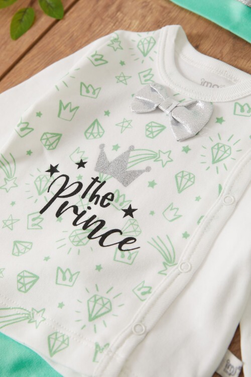 Yeşil Prens Baskılı Şapkalı Erkek Bebek 5li Zıbın Takımı 17520