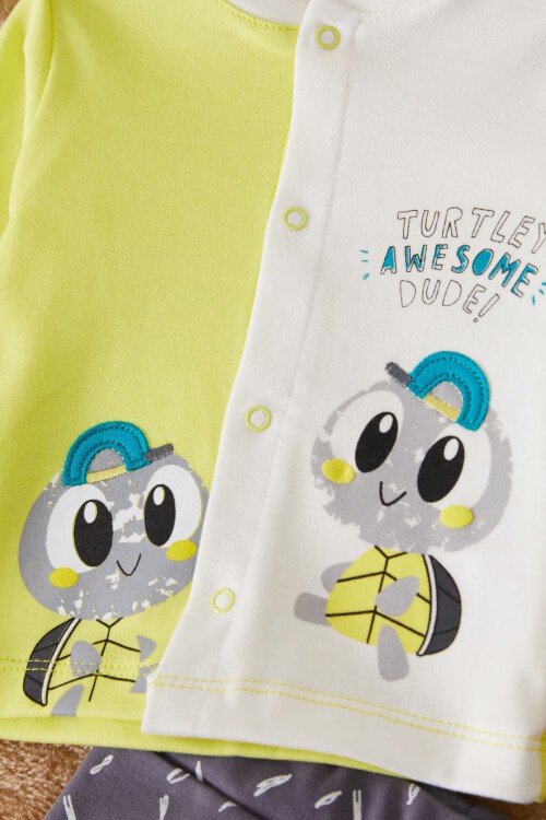Yeşil Tosbik Baskılı Erkek Bebek Pijama Takımı 17509