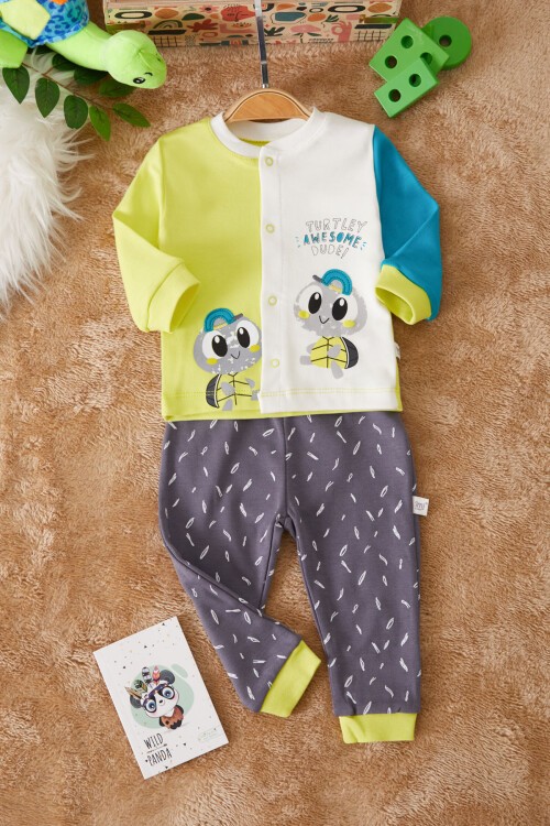 Yeşil Tosbik Baskılı Erkek Bebek Pijama Takımı 17509