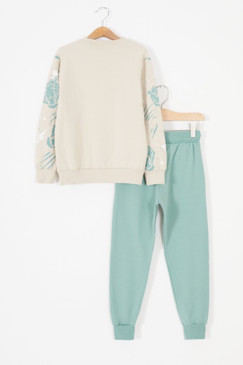 Yeşil Wild Kaplan Baskılı Erkek Çocuk Eşofman Takımı 17430