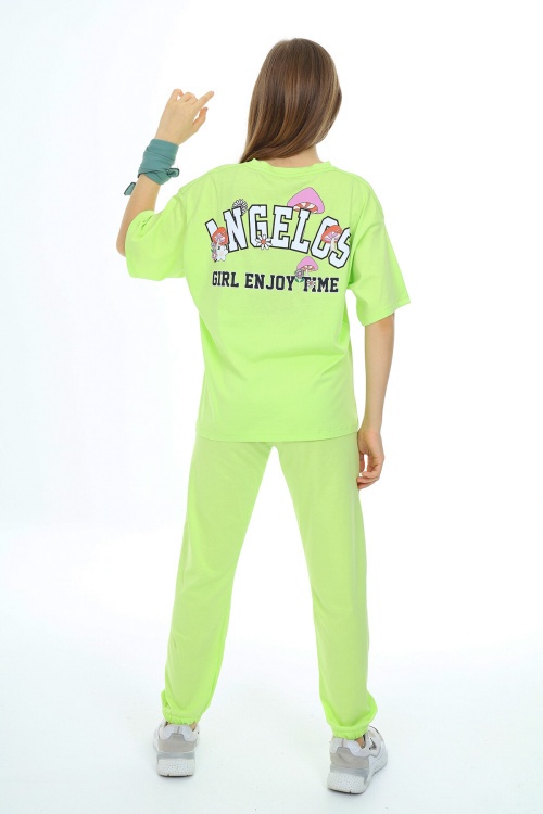 Yeşil Yazı Baskılı Kız Çocuk Takım 17862