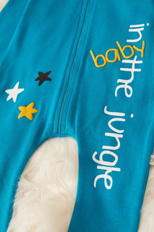 Zebra Baskılı Kuyruklu Erkek Bebek Kapüşonlu Tulum 17495