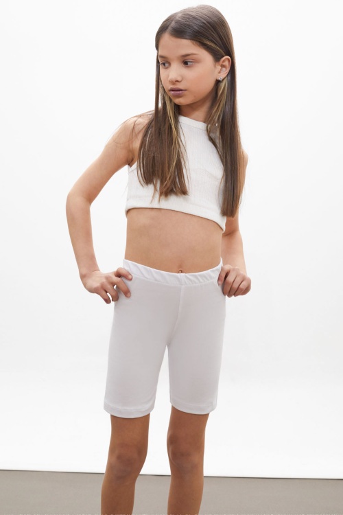 Beyaz Beli Lastikli Kız Çocuk Şort Tayt 18173