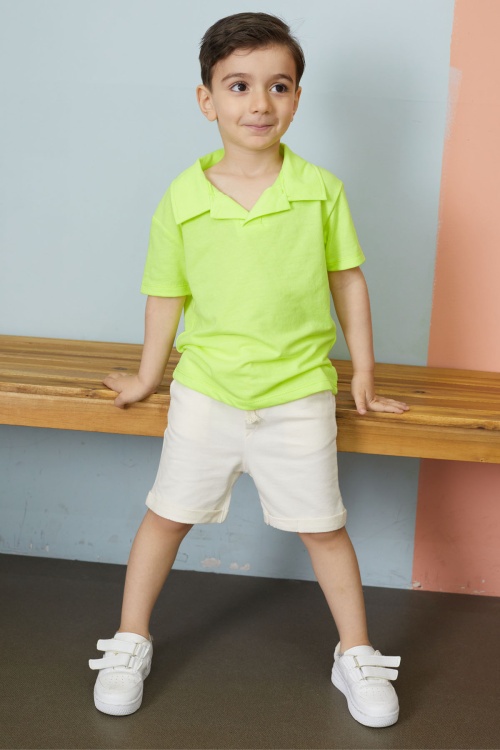 Erkek Bebek Yeşil Polo Yaka Tişörtlü Şortlu Takım 18634