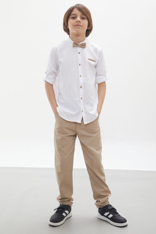 Erkek Çocuk Beyaz Gömlekli Papyonlu Takım Elbise 18127