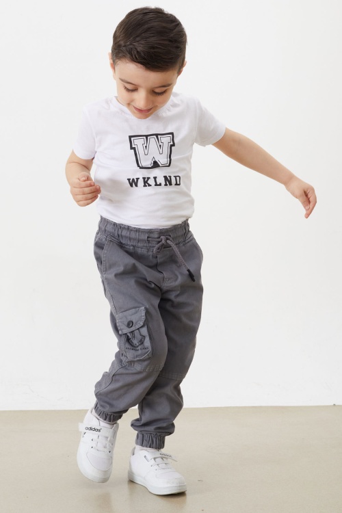 Gri Kargo Cepli Beli Lastikli Erkek Çocuk Jean Pantolon 18405