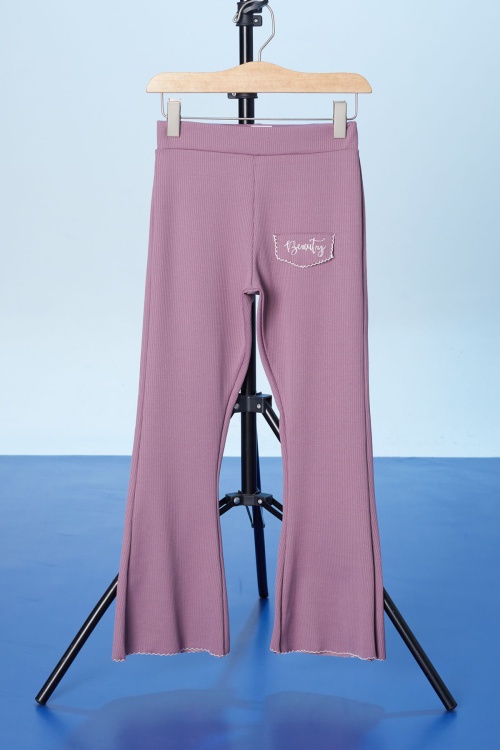 Gül Kurusu Beauty Yazı Nakışlı İspanyol Paça Kız Çocuk Tayt 18182