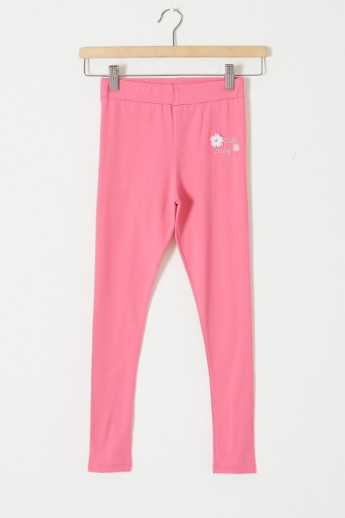 Pembe Çiçek Nakış Detaylı Kız Çocuk Tayt 18308