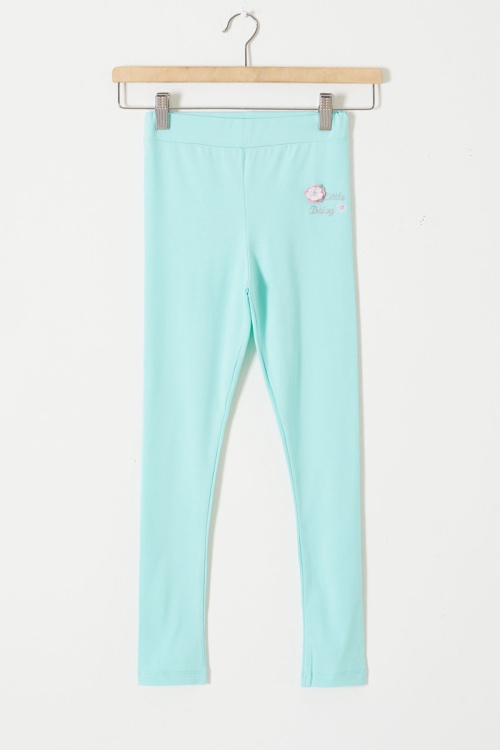 Su Yeşili Çiçek Nakış Detaylı Kız Çocuk Tayt 18307