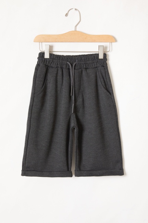 Antrasit Erkek Çocuk Beli Lastikli Basic Şort 19043