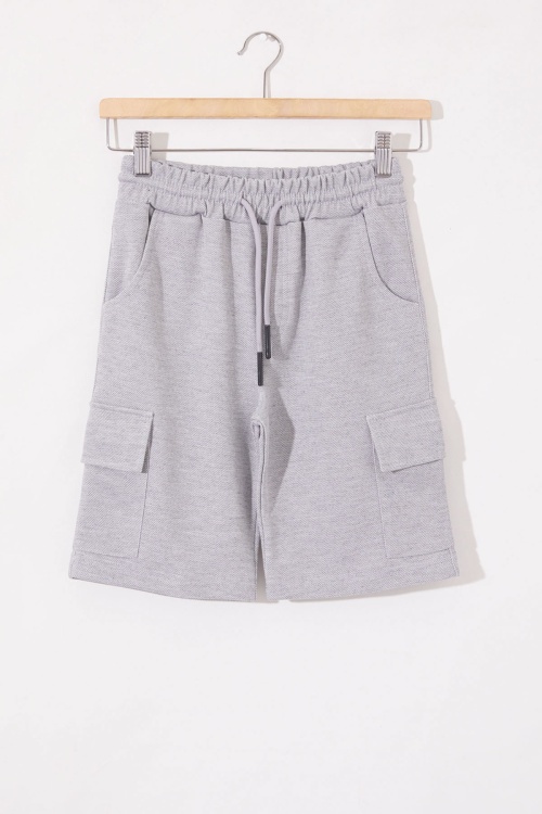 Gri Kargo Cepli Erkek Çocuk Beli Lastikli Şort 18800