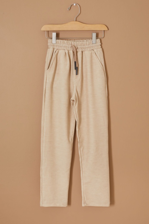 Krem Arka Cepli Rahat Kesim Erkek Çocuk Pantolon 19332