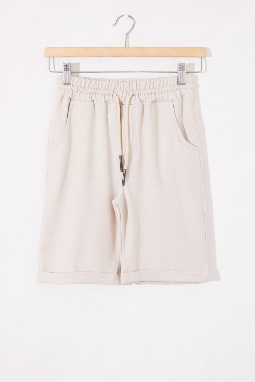 Krem Erkek Çocuk Beli Lastikli Basic Şort 18804
