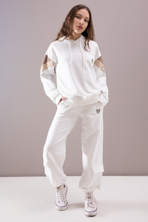 Ekru Kargo Cepli Kız Çocuk Logolu İkili Takım 19867