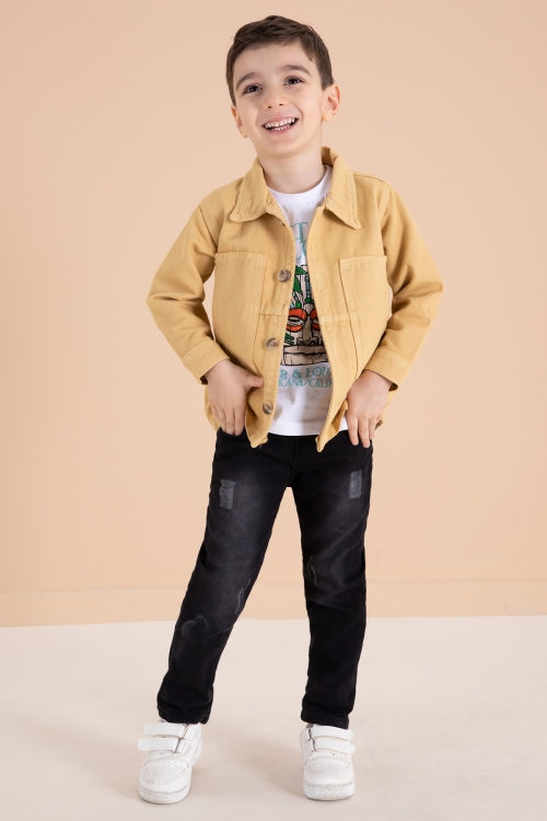 Hardal Jean Ceketli Pantolonlu Erkek Çocuk 3lü Takım 20014
