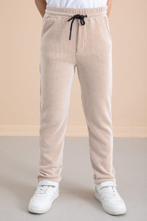 Fitilli Taba Çizgili Erkek Çocuk Beli Lastikli Pantolon 20376