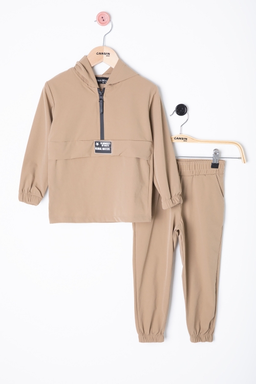 Kahverengi Erkek Çocuk Kapşonlu Paraşüt Takım 20153