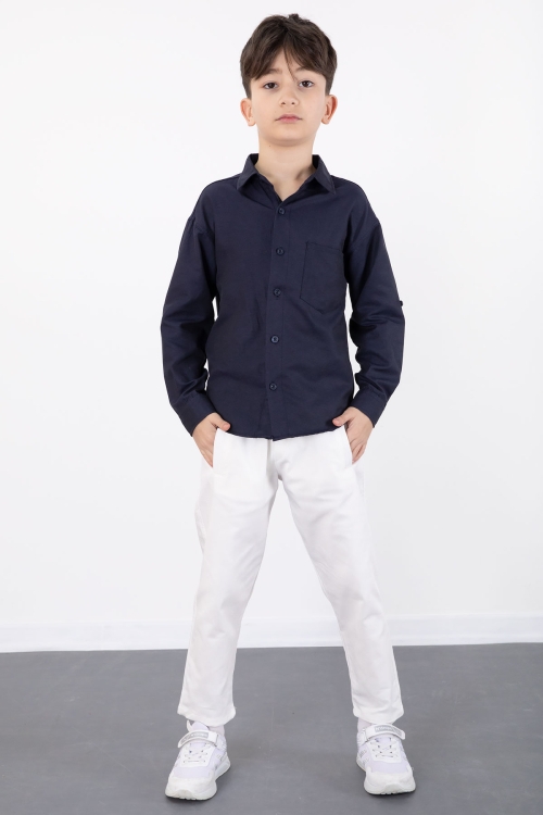 Lacivert Erkek Çocuk Gömlek Pantolonlu 2li Takım 20435