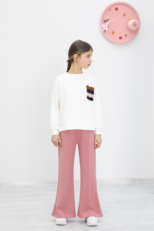 Pembe Dantel Cepli İspanyol Paça Kız Çocuk Alt Üst Takım 19978