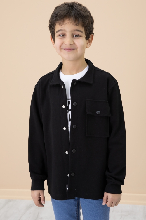 Siyah Yazı Baskılı Tişörtlü Gömlekli Erkek Çocuk Takım 20005