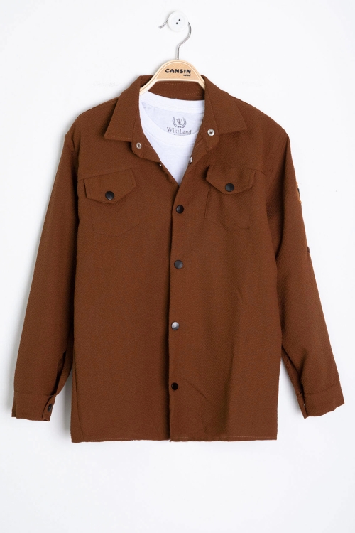 Taba Erkek Çocuk Jogger Gömlekli Tişörtlü 2li Takım 20405