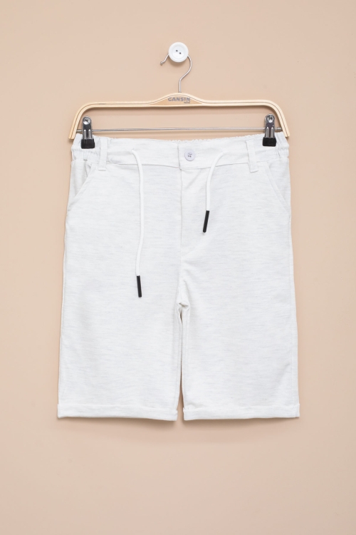Açık Gri Erkek Çocuk Beli Lastikli Basic Şort 21189