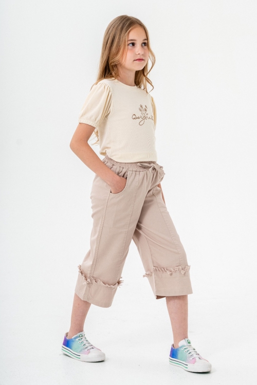 Bej Kapri Pantolonlu Kız Çocuk Takım 21090
