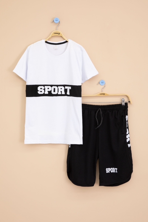 Erkek Çocuk Sport Yazı Baskılı Şortlu Takım 21174