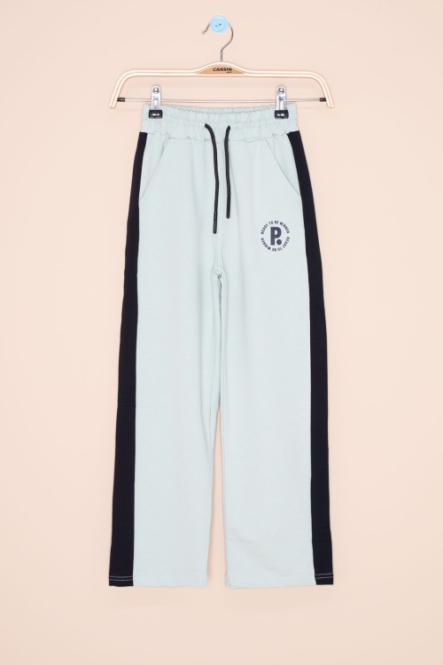 Mint Garnili Geniş Paça Kız Çocuk Beli Lastikli Eşofman Altı 20631