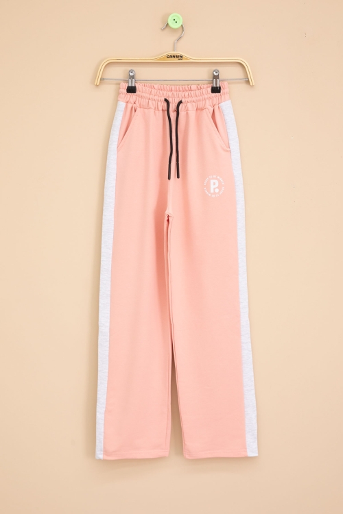 Somon Garnili Geniş Paça Kız Çocuk Beli Lastikli Eşofman Altı 20616