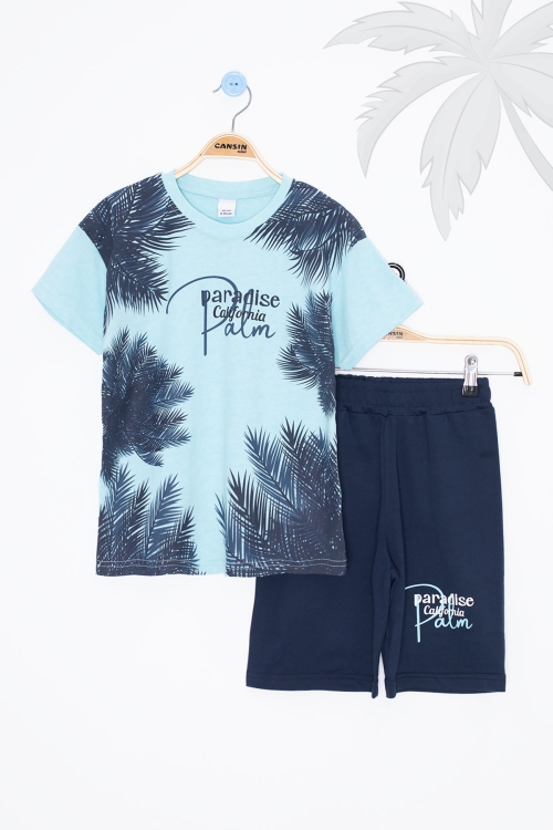 Turkuaz Paradise Yazılı Erkek Çocuk Şortlu 2li Takım 20650