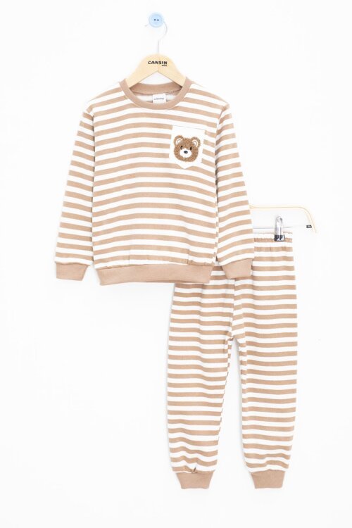 Kahverengi Erkek Çocuk Şardonlu Ayıcık Nakışlı 2li Takım 22702