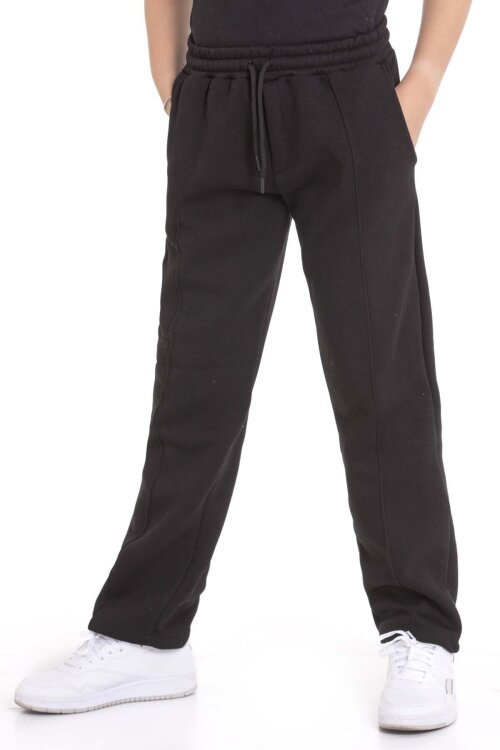 Siyah Erkek Çocuk Çima Detaylı Şardonlu Eşofman Altı 21469