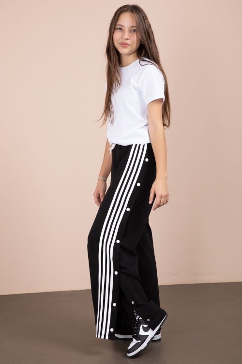 Siyah Şeritli Çıtçıt Kapama Geniş Paça Kız Çocuk Beli Lastikli Eşofman Altı  23281