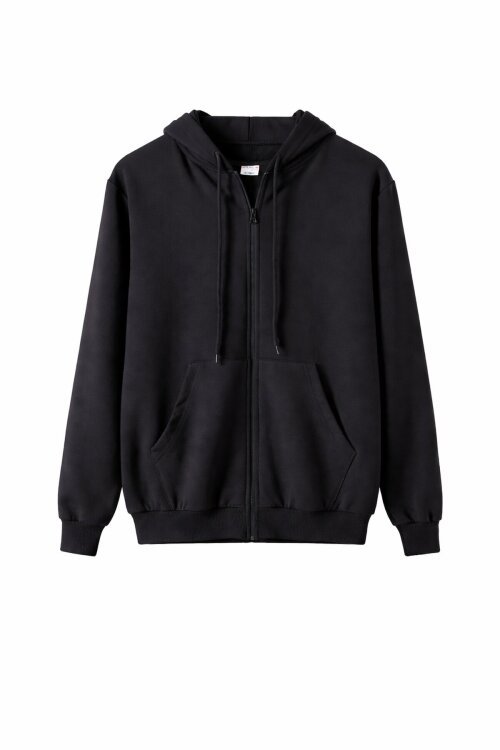 Erkek Çocuk Kapüşonlu Fermuarlı Siyah Okul Hırkası 16194