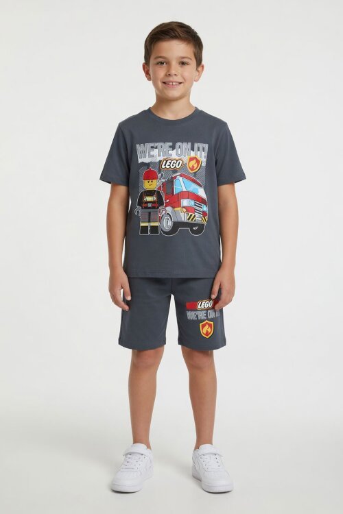 Füme Lego Temalı Erkek Çocuk Tişörtlü ve Şortlu 2li Takım  23940