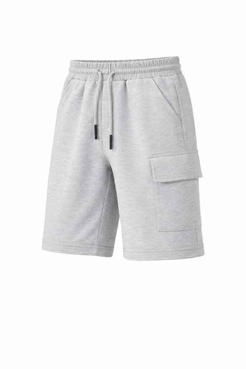 Gri Beli Lastikli Jogger Kumaş Tek Kargo Cepli Erkek Çocuk Şort 21154