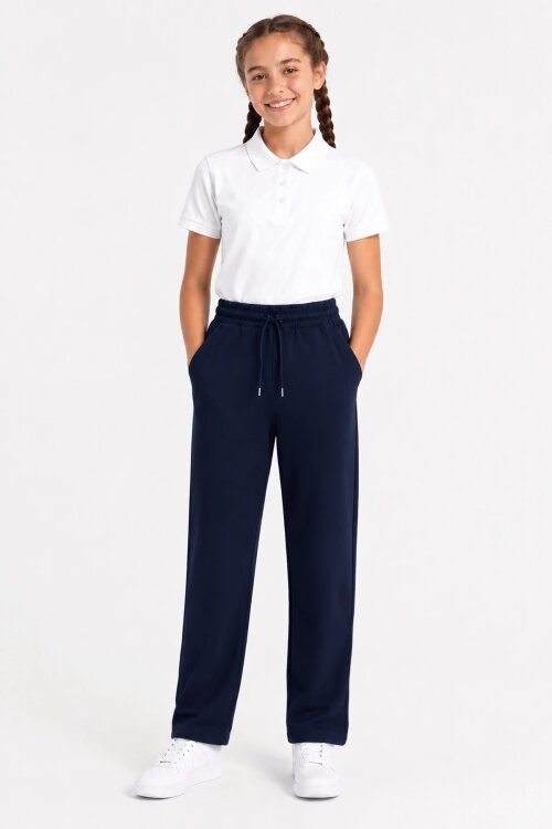 Lacivert Beli Lastikli Basic Kız Çocuk Okul Pantolon 19201