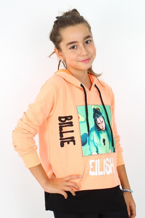 Kız Çocuk  Baskılı Kapşonlu Sweatshirt 9-14 Yaş 13993